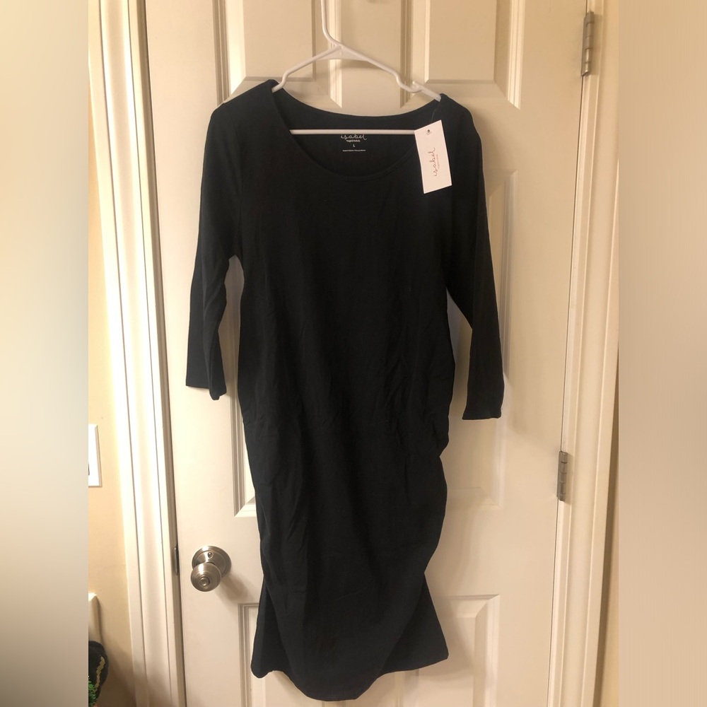 2/$30 NWT Isabel Maternity Black Long Sleeve Dress Sz L - Picture 8 of 11